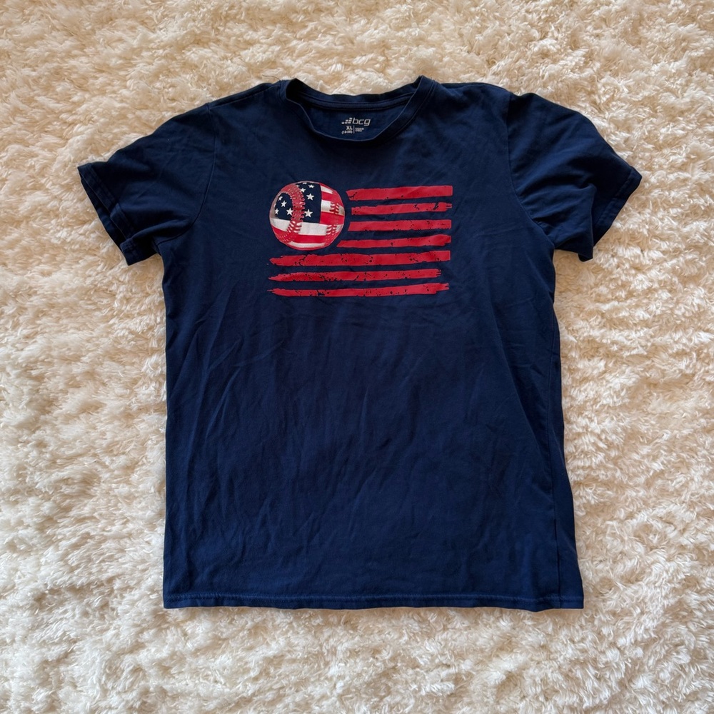Red, white, and blue baseball t-shirt youth size XL